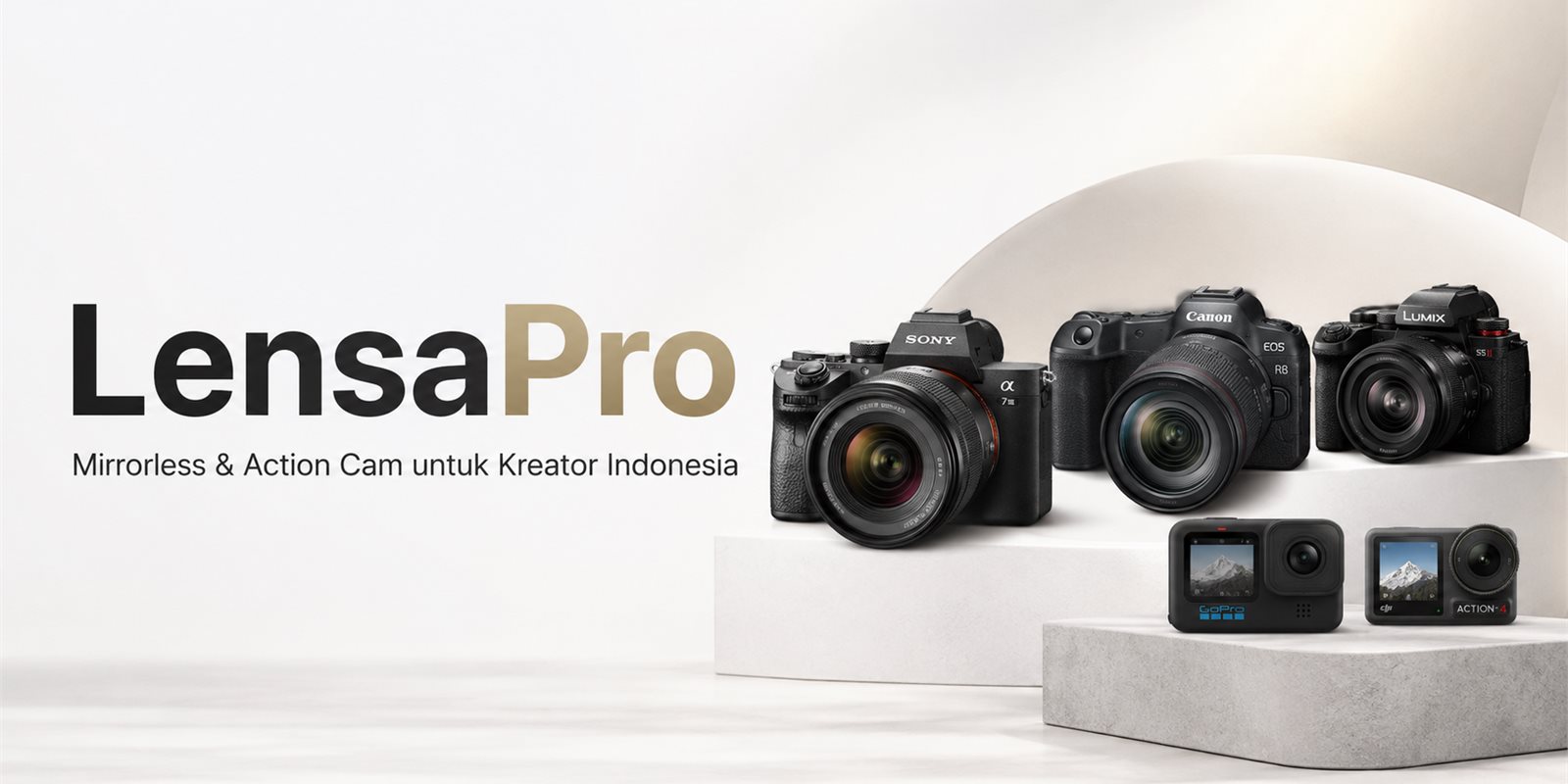 Koleksi kamera mirrorless dan action cam LensaPro